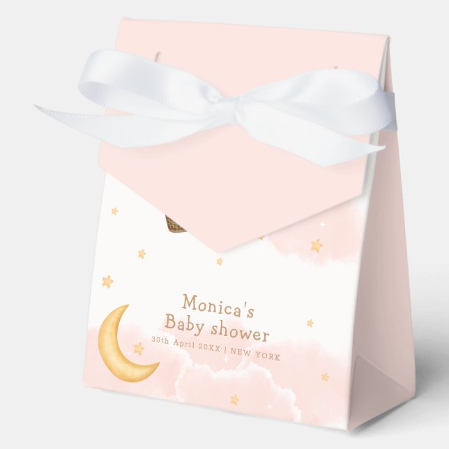 Ballotins Baby shower Girl Hot Air Balloon Moon Star (Recto)