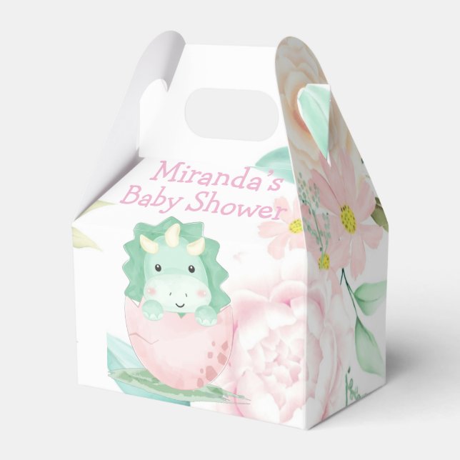 Ballotins Baby shower Green Pink Cute Dinosaur Peony (Verso)
