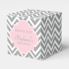 Baby shower gris, blanc et rose pastel Chevron