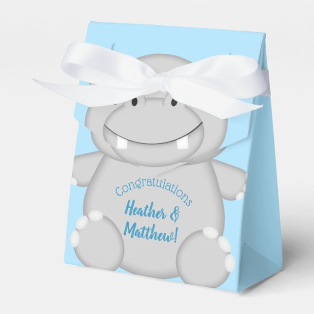 Ballotins Baby shower Hippo bleu (Verso)