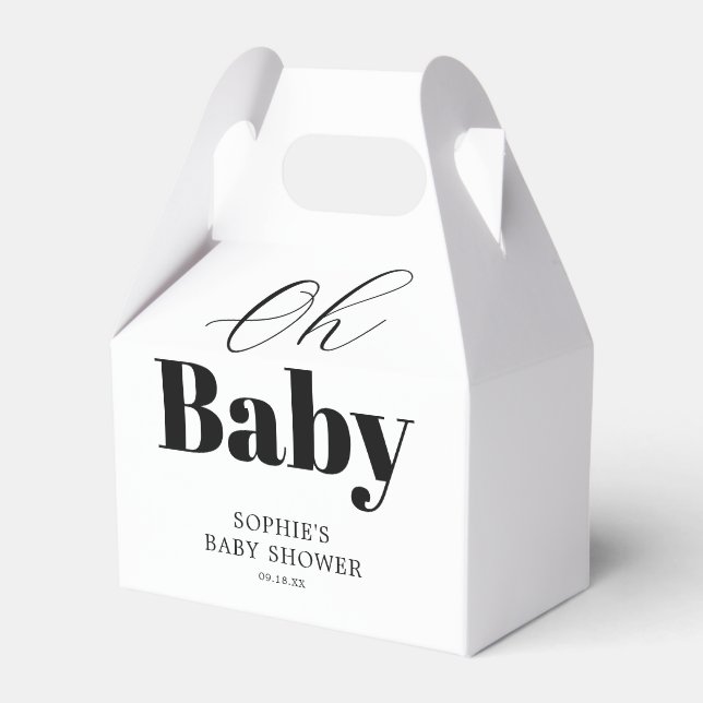 Ballotins Baby shower moderne Black White Oh (Verso)