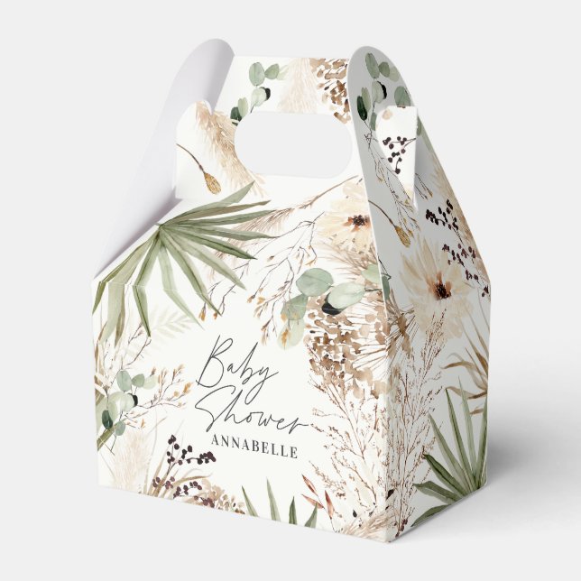 Ballotins Baby shower moderne rustique pampas herbe feuillag (Verso)