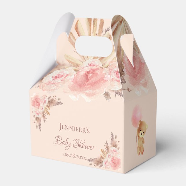 Ballotins Baby shower ours en peluche pampas herbe blush flo (Verso)