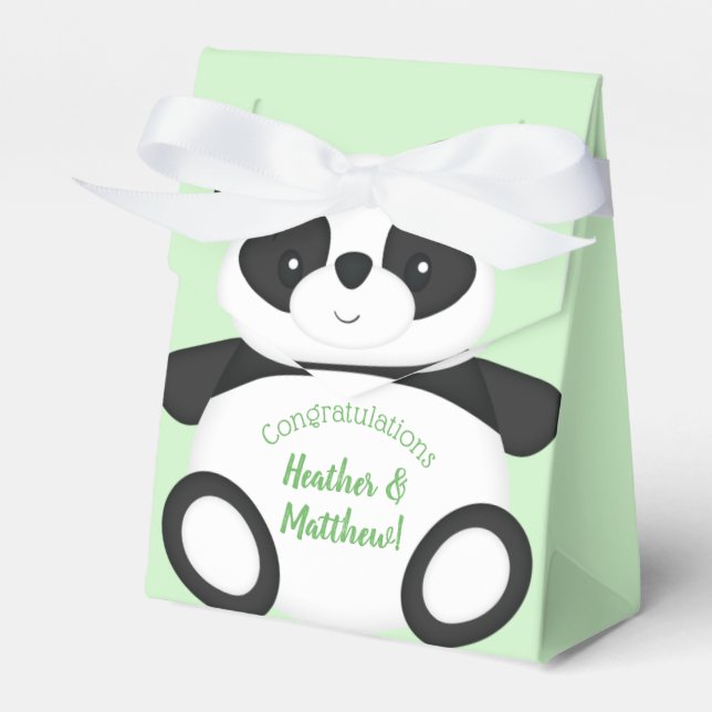 Ballotins Baby shower Ours Panda Vert (Verso)