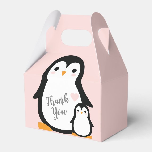 Ballotins Baby shower Pingouin mignon fille rose (Verso)