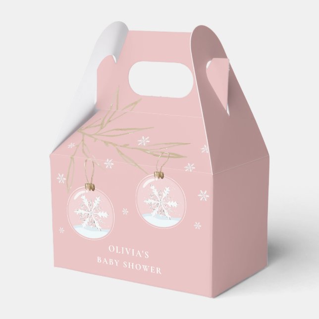 Ballotins Baby shower Pink Gold Winter Snowflake (Verso)