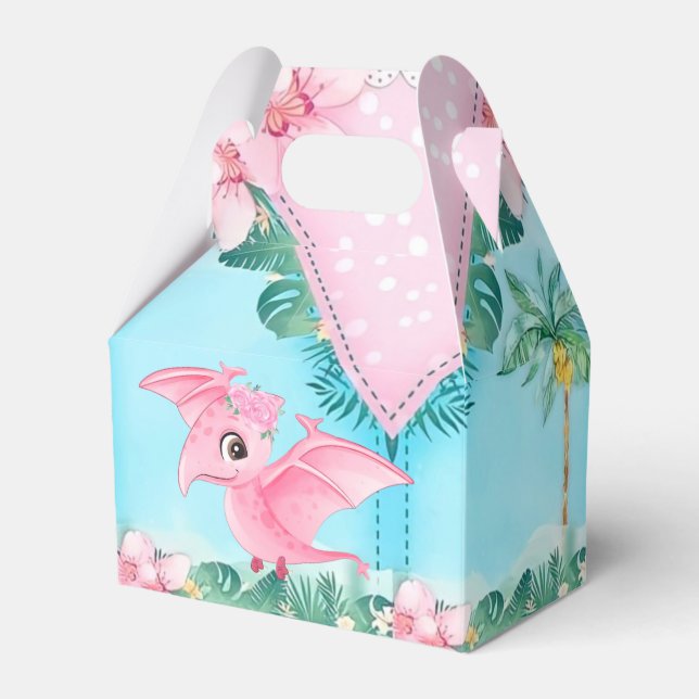 Ballotins Baby shower Pink Tropical Flying Dinosaur (Verso)