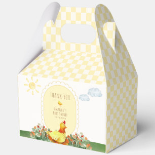 Ballotins Baby Shower Poule à Carreaux Jaunes Fantaisiste