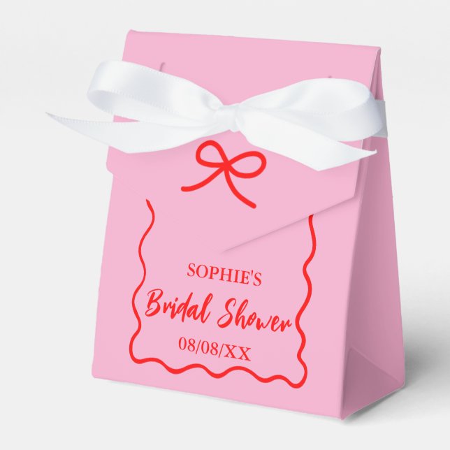 Ballotins Baby Shower Rétro aux Vagues Rose et Rouge (Verso)