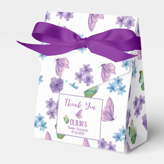 Ballotins Baby shower rose floral papillon fille Bienvenue (Verso)