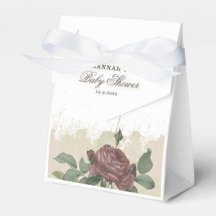 Ballotins Baby Shower Rustique Floral Rose Bourgogne Géométr