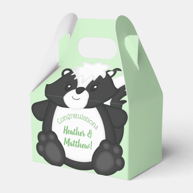 Ballotins Baby shower Skunk Green (Verso)
