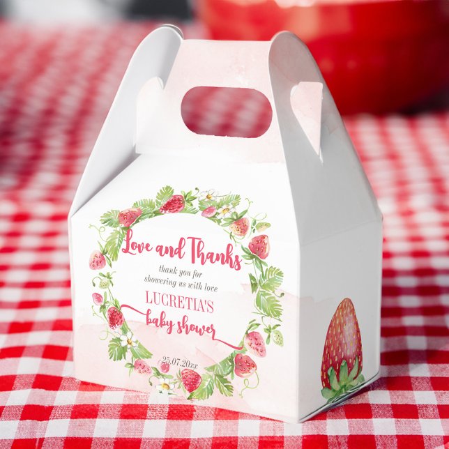 Ballotins Baby shower sucré aux fraises merci (Strawberry berry sweet baby shower thank you favor box strawberry themed baby shower favor box)