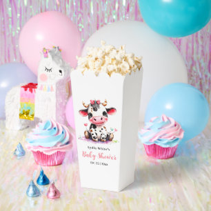 Ballotins Baby shower vache minimaliste rose fille
