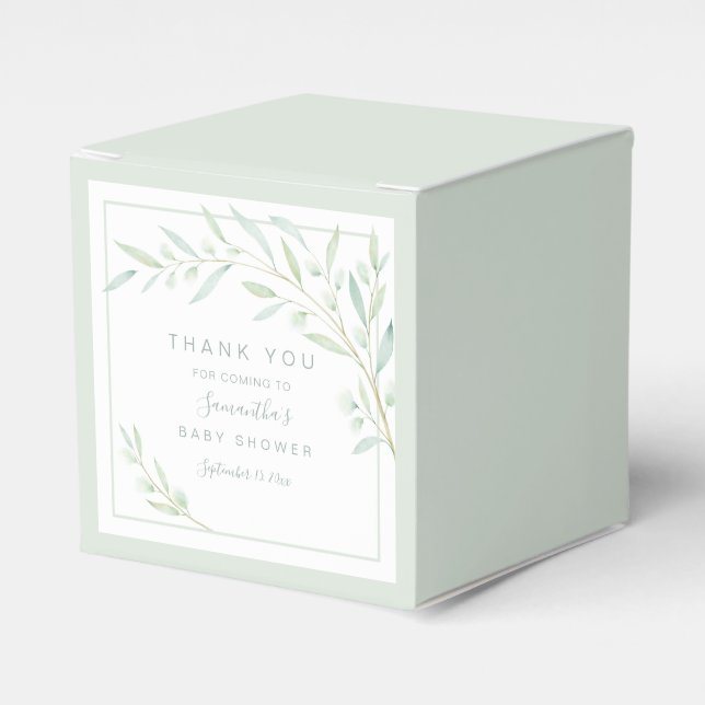 Ballotins Baby shower verdure Elégante aquarelle Feuilles (Verso)