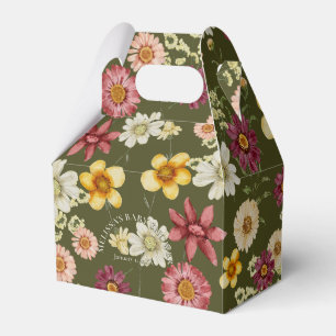 Ballotins Baby shower vert fleur sauvage rustique