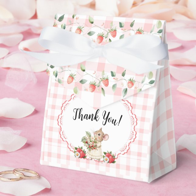 Ballotins Baby showers-Ballotins de souris En vichy rose (Mariage)