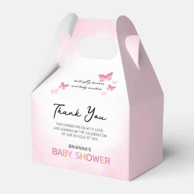 Ballotins Baisers papillon Baby shower rose Merci (Verso)