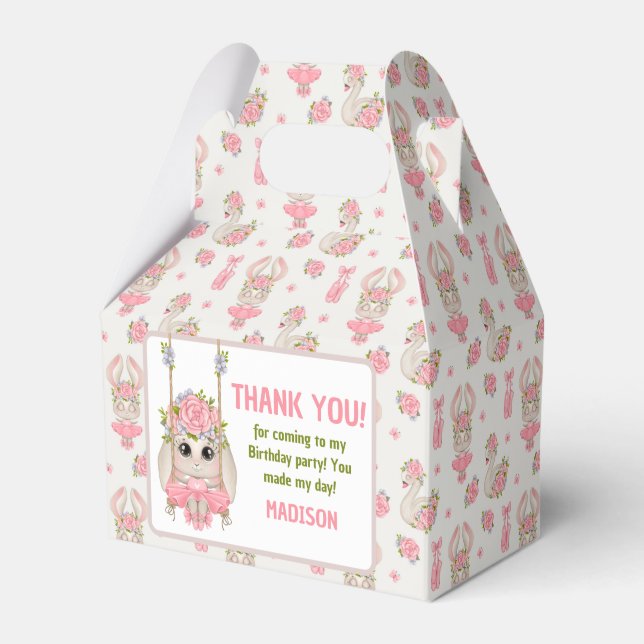 Ballotins Ballerina thème lapin floral rose fille anniversai (Verso)
