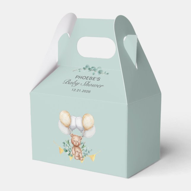 Ballotins Ballons d'ours et Baby shower de garçon Eucalyptus (Verso)