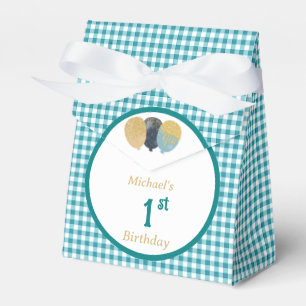 Ballotins Balloons Pailletés Gingham Bleu Sarcelle Personnal