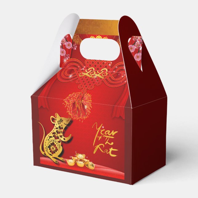 Ballotins Ballotin chinois rouge noeud année 2020 Gable (Verso)