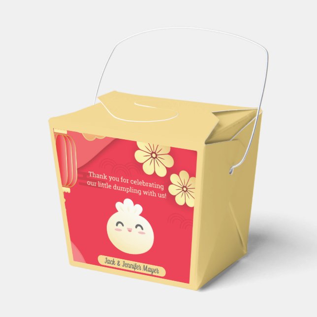 Ballotins Ballotin de Baby shower asiatique Red Little Dumpl (Verso)