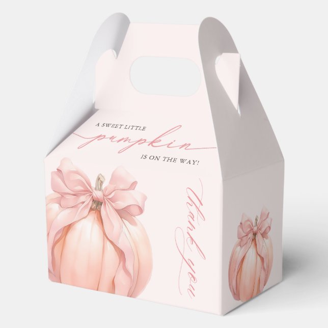 Ballotins Ballotin de Baby shower Citrouille de Bow rose (Recto)
