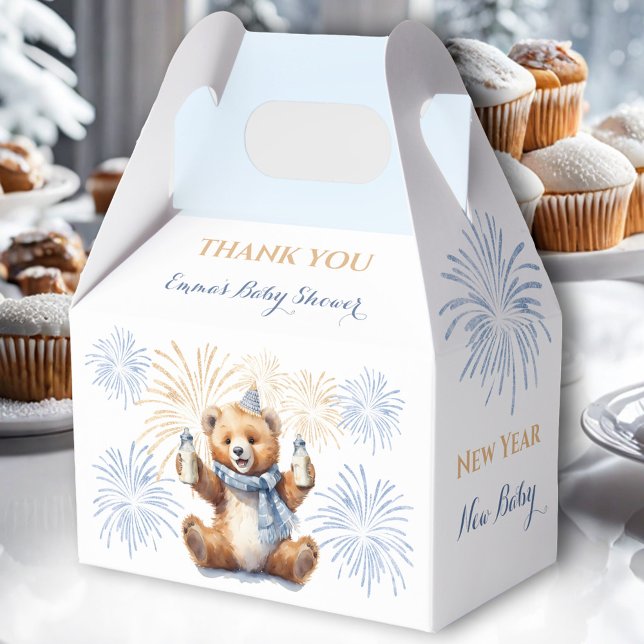Ballotins Ballotin de Baby shower de la nouvelle année Blue  (New Year Blue Boy Baby Shower Favor Box)