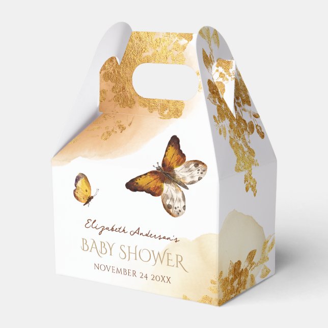 Ballotins Ballotin de Baby shower de papillon Boho aquarelle (Verso)