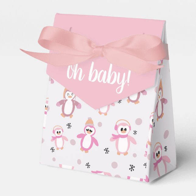 Ballotins Ballotin de Baby shower d'hiver Little Pink Pengui (Verso)