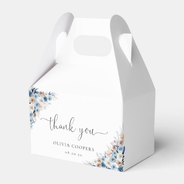 Ballotins Ballotin de Baby shower Floral Boho bleu (Verso)