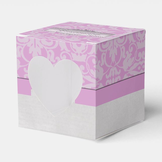 Ballotins Ballotin de coeur Damas rose et blanc personnalisé (Verso)