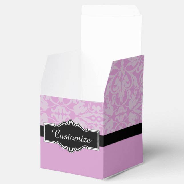 Ballotins Ballotin de cube rose et noir Damas personnalisé (Ouvert)