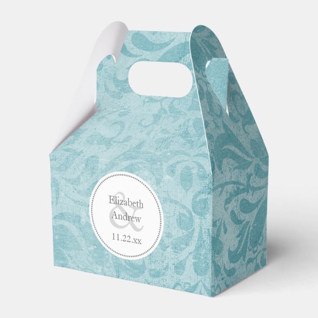 Ballotins ballotin de table mariage damassé bleu turquoise (Verso)