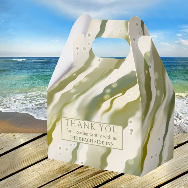 Ballotins Ballotin du Merci d'art vert Abstrait d'algues (Modern design beach style gift box showing a green abstract painting with light sparkles on seaweed)