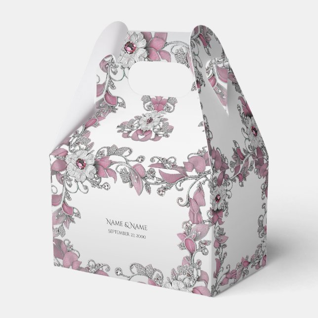 Ballotins Ballotin floral blanc argenté rose (Verso)