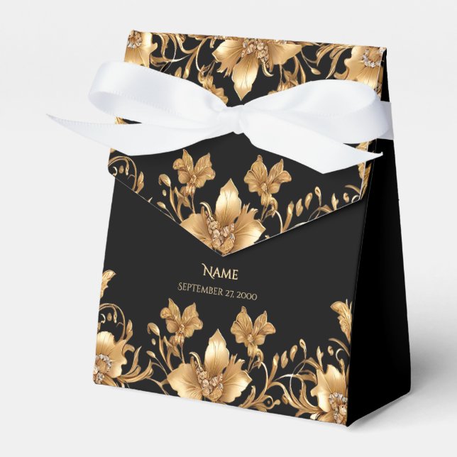 Ballotins Ballotin Floral Orné Noir Or (Verso)