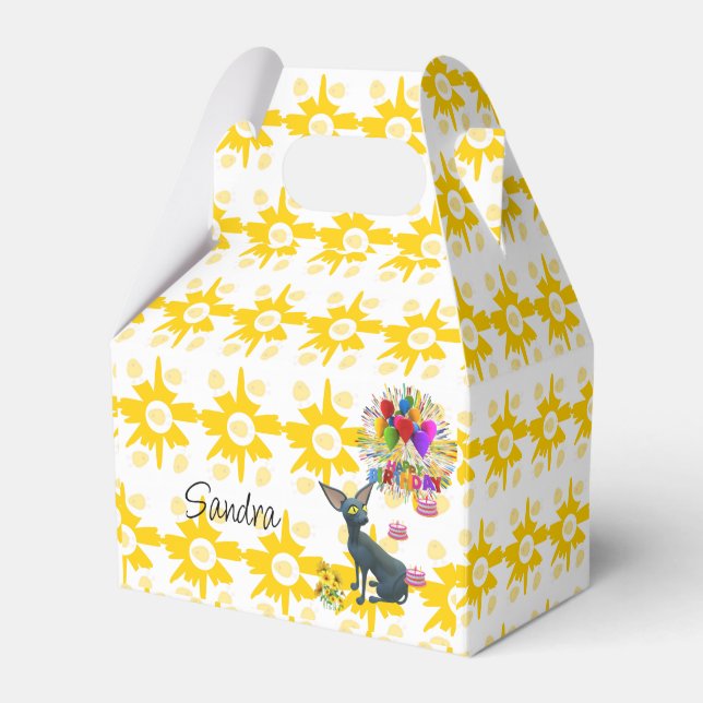 Ballotins Ballotin Gable Chat d'anniversaire jaune et blanc (Verso)