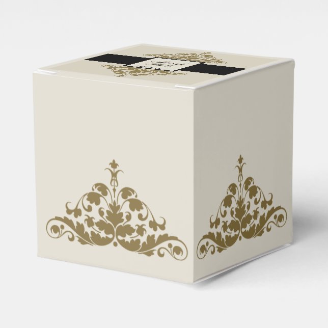 Ballotins Ballotin ivoire Black et Gold Mariage damassé (Verso)
