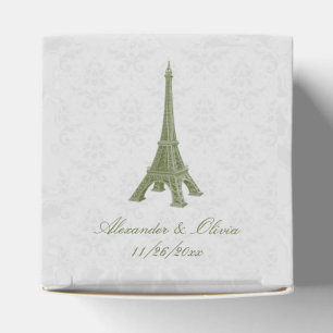 Ballotins Ballotin Mariage damassé Tour Eiffel Vert