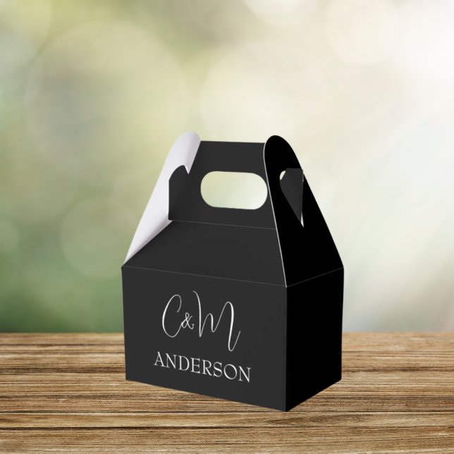 Ballotins Ballotin personnalisé en monogramme noir (Créateur téléchargé)