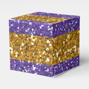 Ballotins Bandes de Parties scintillant or et violet imprimé