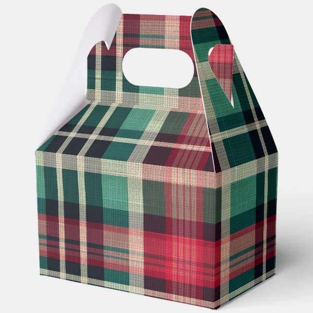 Ballotins Bandes Plaid Vert Crème Rouge (Recto)