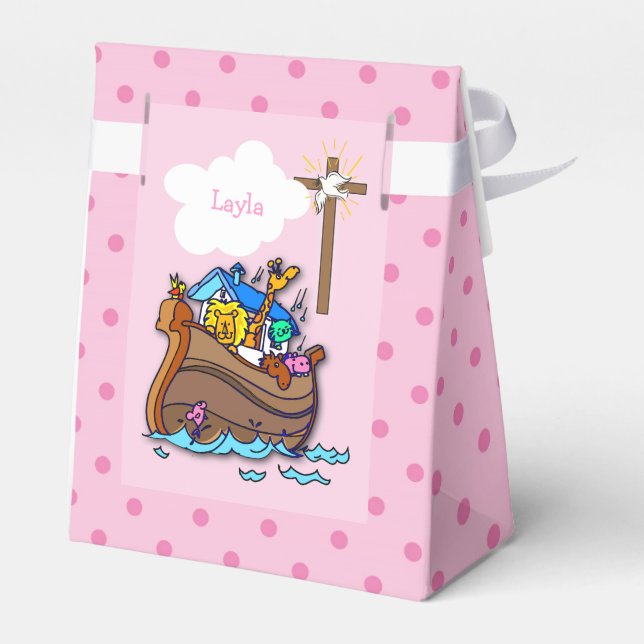 Ballotins Baptême bébé Noé's sur mesure, Rose fille (Arrière)