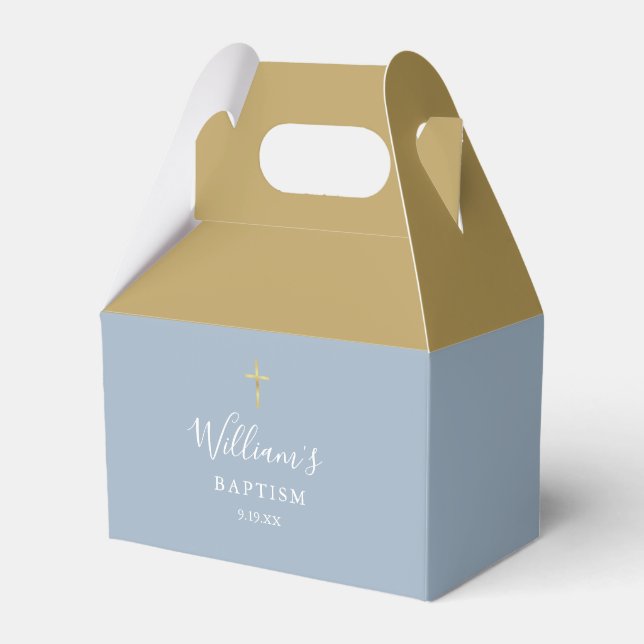 Ballotins Baptême Christening Gold Cross Dusty Blue (Verso)