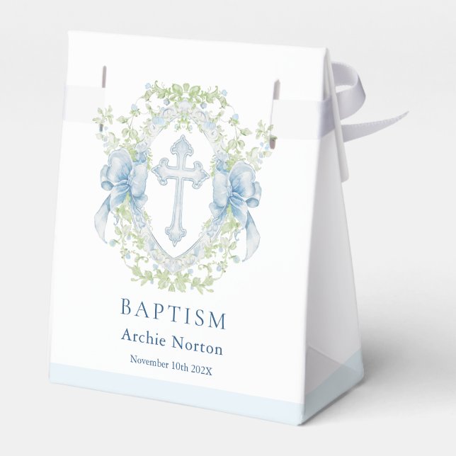 Ballotins Baptême Croix Crest Verdure Baby Boy Ballotin (Arrière)