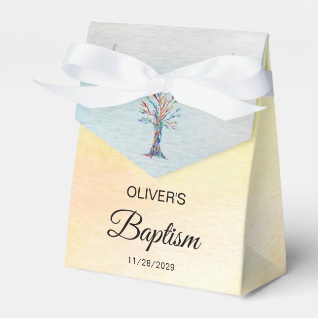 Ballotins Baptême personnalisé Christening Family Tree Favor (Verso)