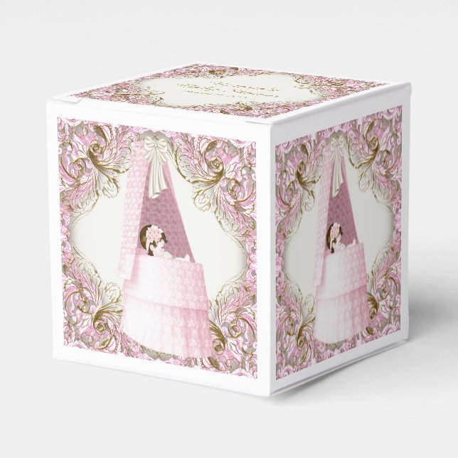 Ballotins Bassinet rose et or Baby shower (Verso)