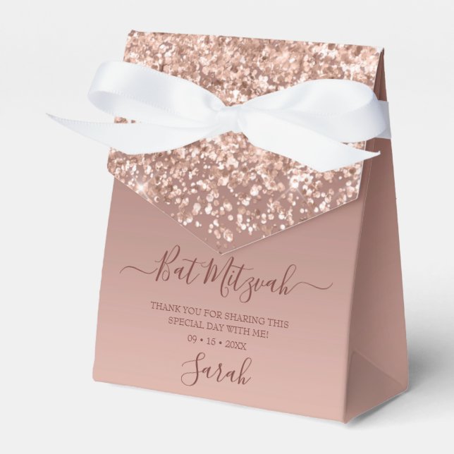 Ballotins Bat mitzvah de Parties scintillant or Rose moderne (Verso)